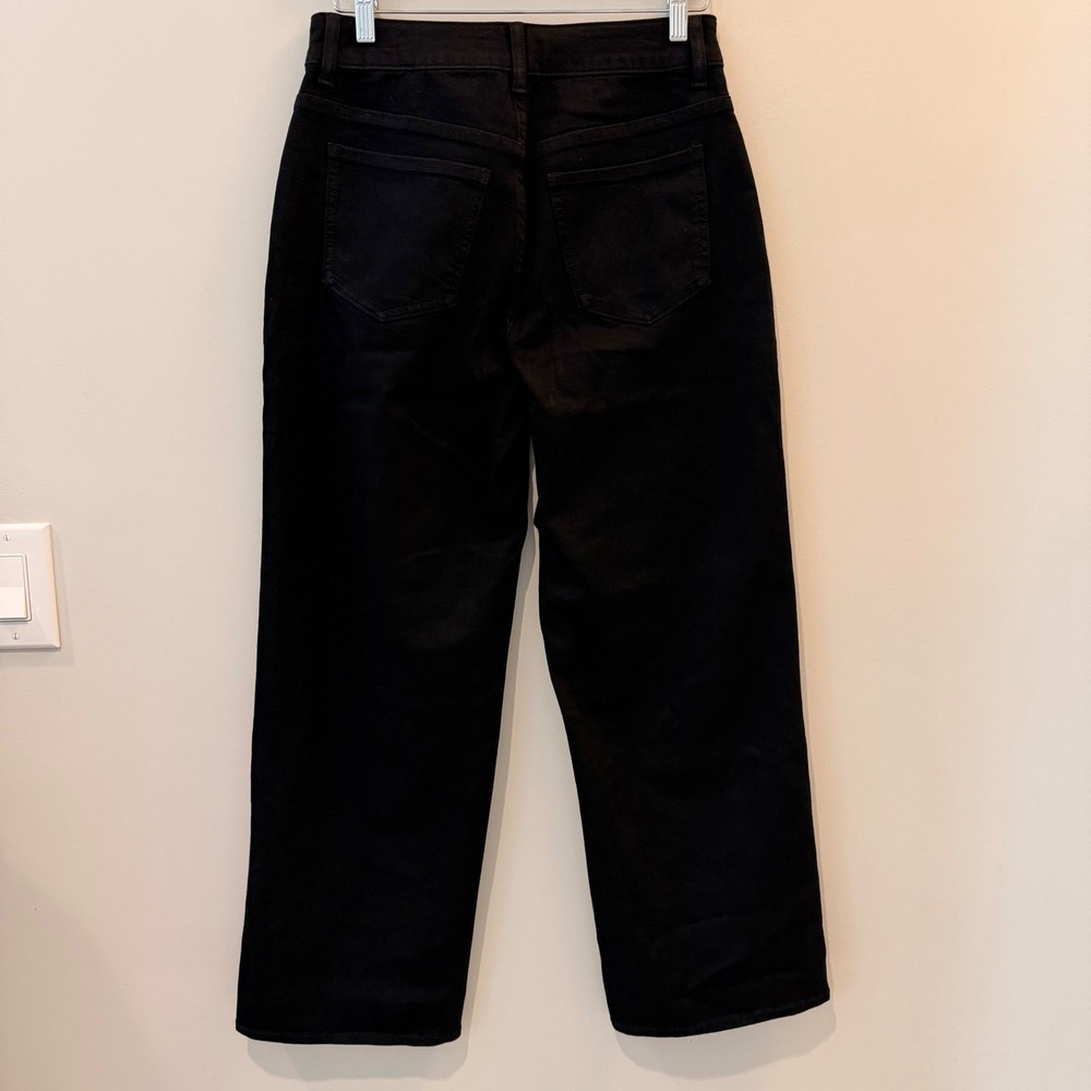 Quince Bella Stretch Patch Pocket Wide Leg Jeans Denim Cropped Black 28 Long NWT - Picture 7 of 13